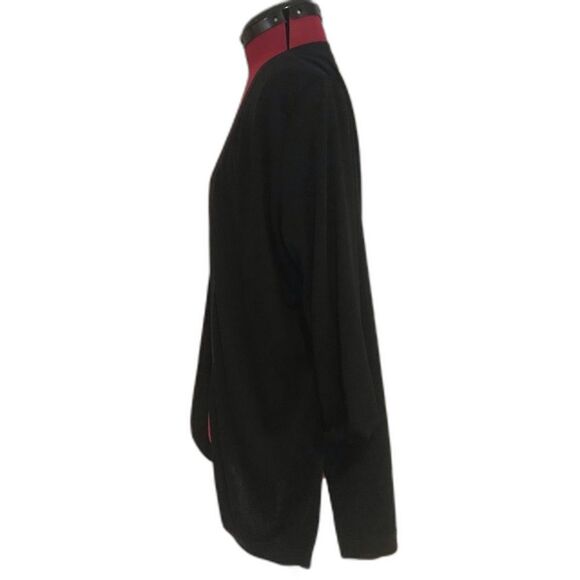 Exclusively Misook Acrylic Knit Jacket Size Medium Black Open Front 3/4 Sleeve - Picture 8 of 9